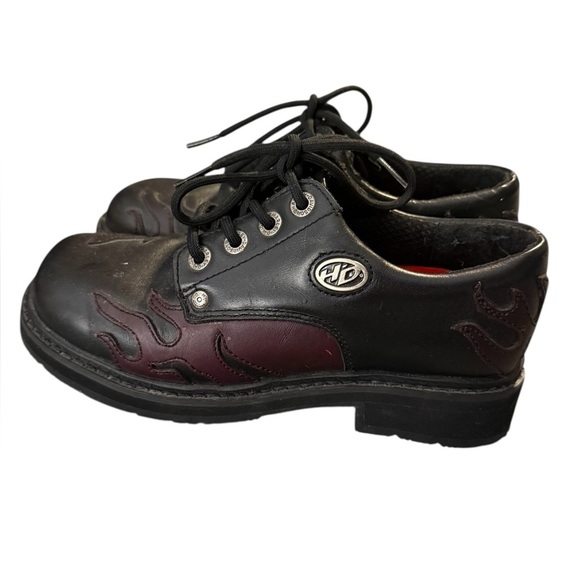 Harley-Davidson Black and Burgundy Combat Boots